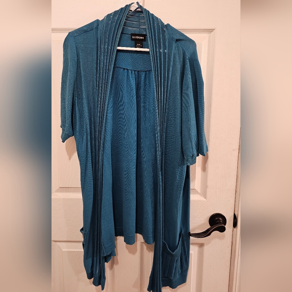 Lane Bryant Teal Thin Cotton Cardigan